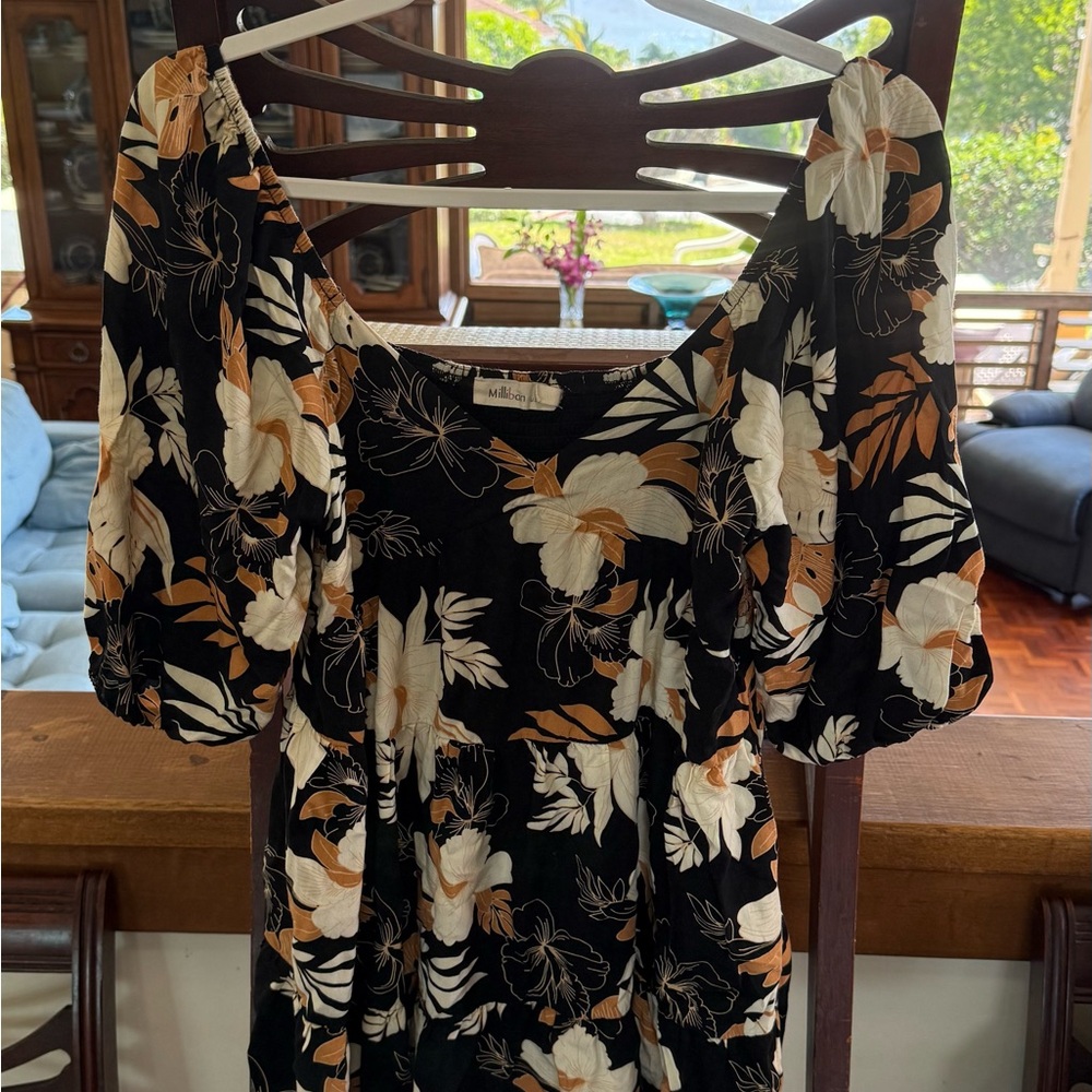 Black and Cream Floral Dress